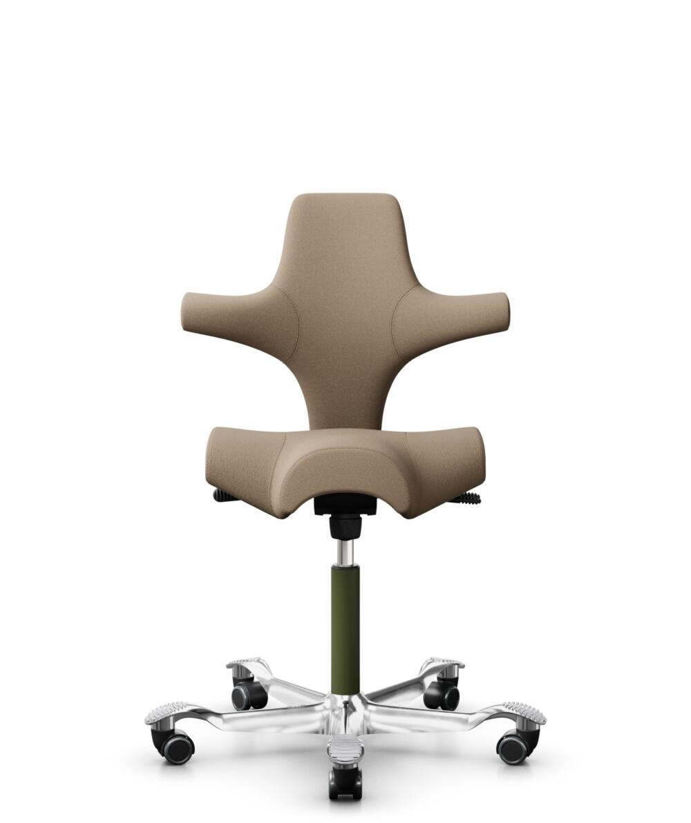 HÅG Capisco 8106 - Select (Gabriel) - Wol / Polyamide - SC61184 - Light brown - Framekleur - Moss Grey - Gasveer - 200 mm (Zithoogte 46-64cm) - Vloercontact - Zachte wielen t.b.v. harde vloeren - Voetenring - Nee, geen voetenring - Voetster - Ja, voets... - 1