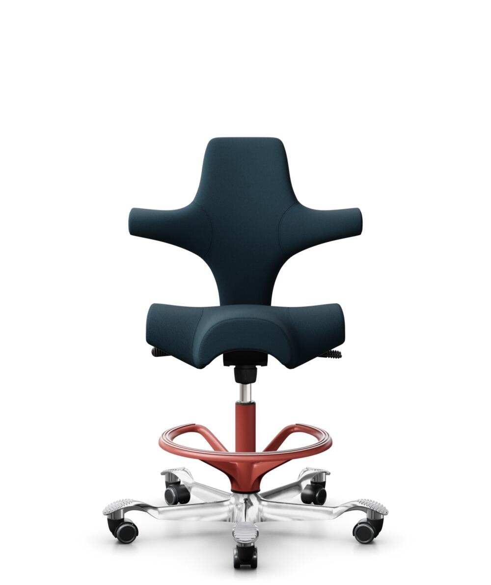 HÅG Capisco 8106 - Select (Gabriel) - Wol / Polyamide - SC66194 - Blue - Framekleur - Blush Rose - Gasveer - 200 mm (Zithoogte 46-64cm) - Vloercontact - Zachte wielen t.b.v. harde vloeren - Voetenring - Ja, in framekleur - Voetster - Ja, voetster in ge... - 1