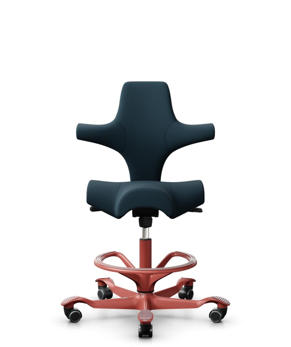 HÅG Capisco 8106 - Select (Gabriel) - Wol / Polyamide - SC66194 - Blue - Framekleur - Blush Rose - Gasveer - 265 mm (Zithoogte 53-79cm) - Vloercontact - Zachte wielen t.b.v. harde vloeren - Voetenring - Ja, in framekleur - Voetster - Nee, voetster in f... - 1