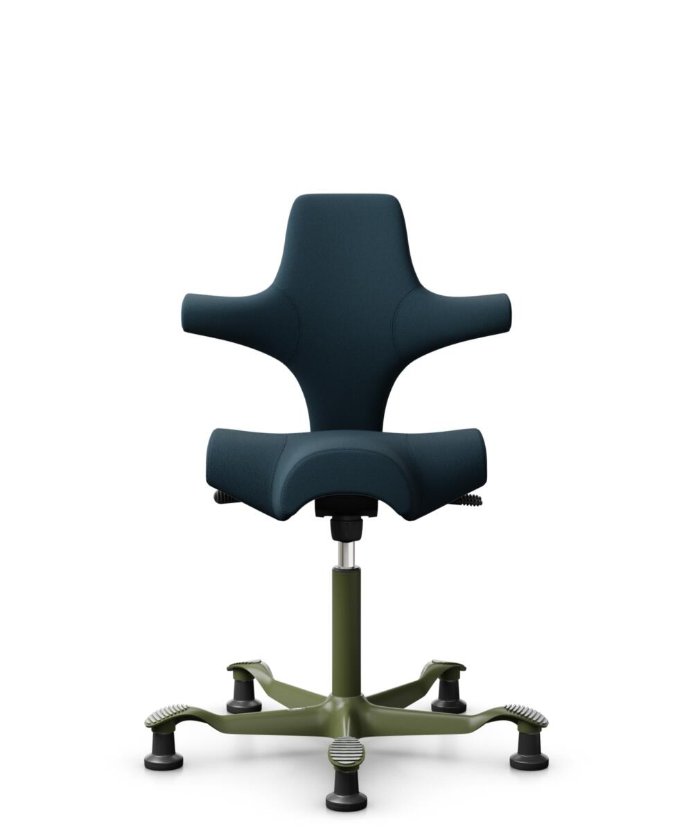 HÅG Capisco 8106 - Select (Gabriel) - Wol / Polyamide - SC66194 - Blue - Framekleur - Moss Grey - Gasveer - 265 mm (Zithoogte 53-79cm) - Vloercontact - Glijdoppen - Voetenring - Nee, geen voetenring - Voetster - Nee, voetster in framekleur - 1