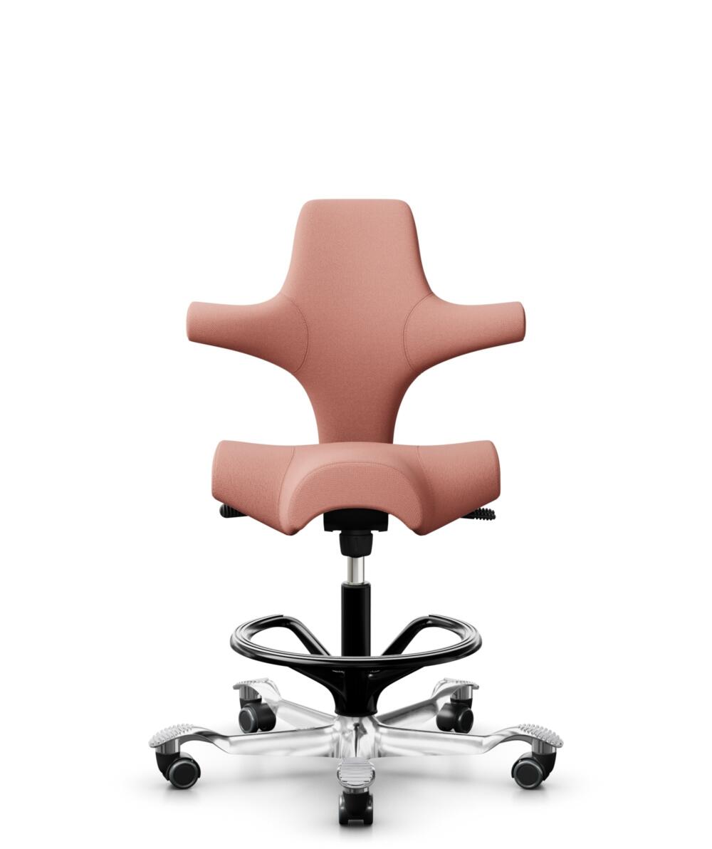 HÅG Capisco 8106 - Select (Gabriel) - Wol / Polyamide - SC64213 - Light blush - Framekleur - Zwart - Gasveer - 200 mm (Zithoogte 46-64cm) - Vloercontact - Harde wielen t.b.v. zachte vloeren - Voetenring - Ja, in framekleur - Voetster - Ja, voetster in ... - 1