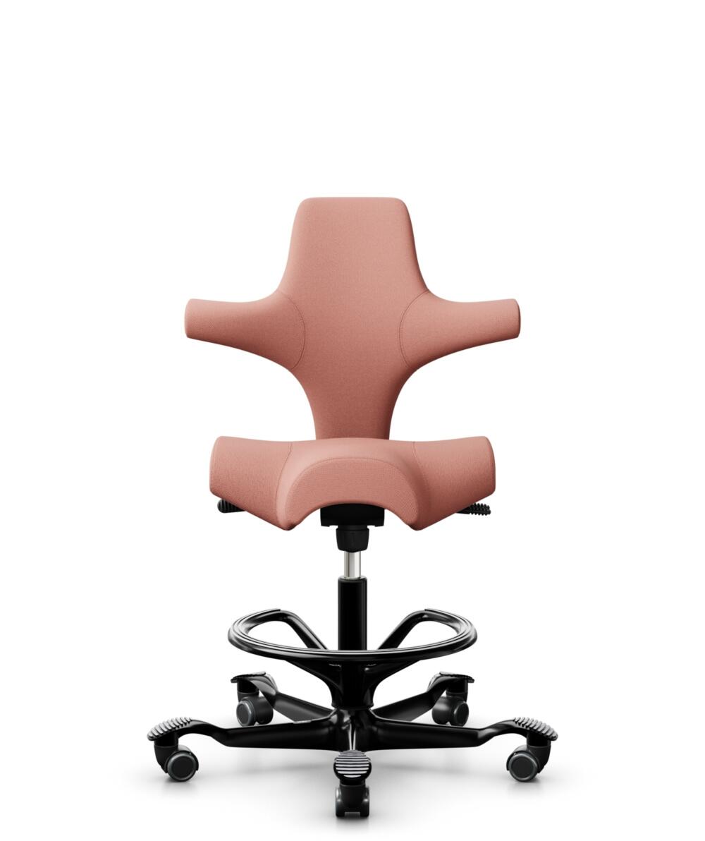 HÅG Capisco 8106 - Select (Gabriel) - Wol / Polyamide - SC64213 - Light blush - Framekleur - Zwart - Gasveer - 200 mm (Zithoogte 46-64cm) - Vloercontact - Zachte wielen t.b.v. harde vloeren - Voetenring - Ja, in framekleur - Voetster - Nee, voetster in... - 1