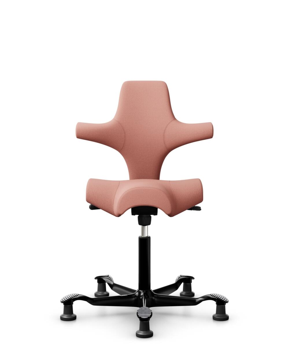 HÅG Capisco 8106 - Select (Gabriel) - Wol / Polyamide - SC64213 - Light blush - Framekleur - Zwart - Gasveer - 200 mm (Zithoogte 46-64cm) - Vloercontact - Glijdoppen - Voetenring - Nee, geen voetenring - Voetster - Nee, voetster in framekleur - 1