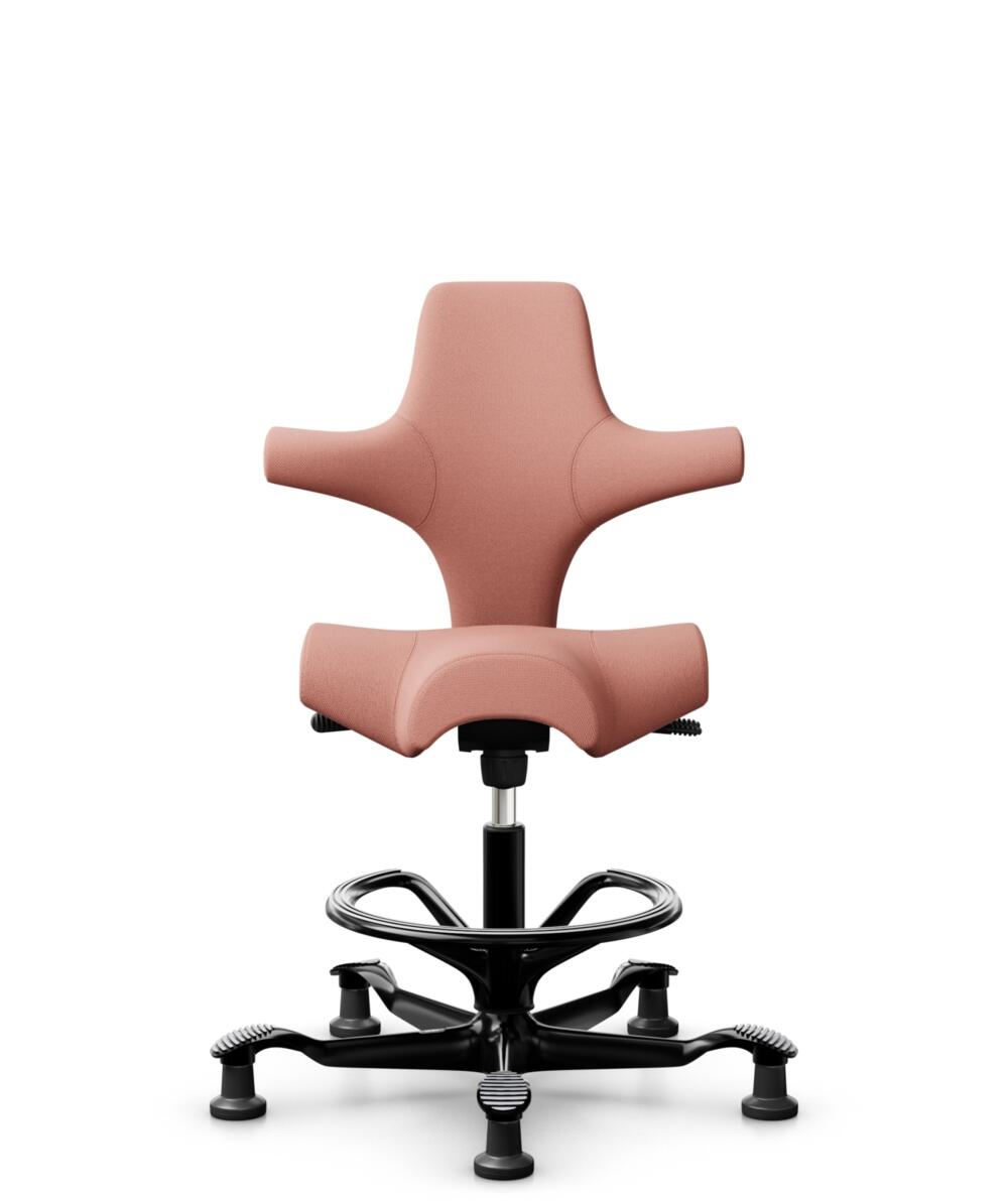 HÅG Capisco 8106 - Select (Gabriel) - Wol / Polyamide - SC64213 - Light blush - Framekleur - Zwart - Gasveer - 265 mm (Zithoogte 53-79cm) - Vloercontact - Glijdoppen - Voetenring - Ja, in framekleur - Voetster - Nee, voetster in framekleur - 1