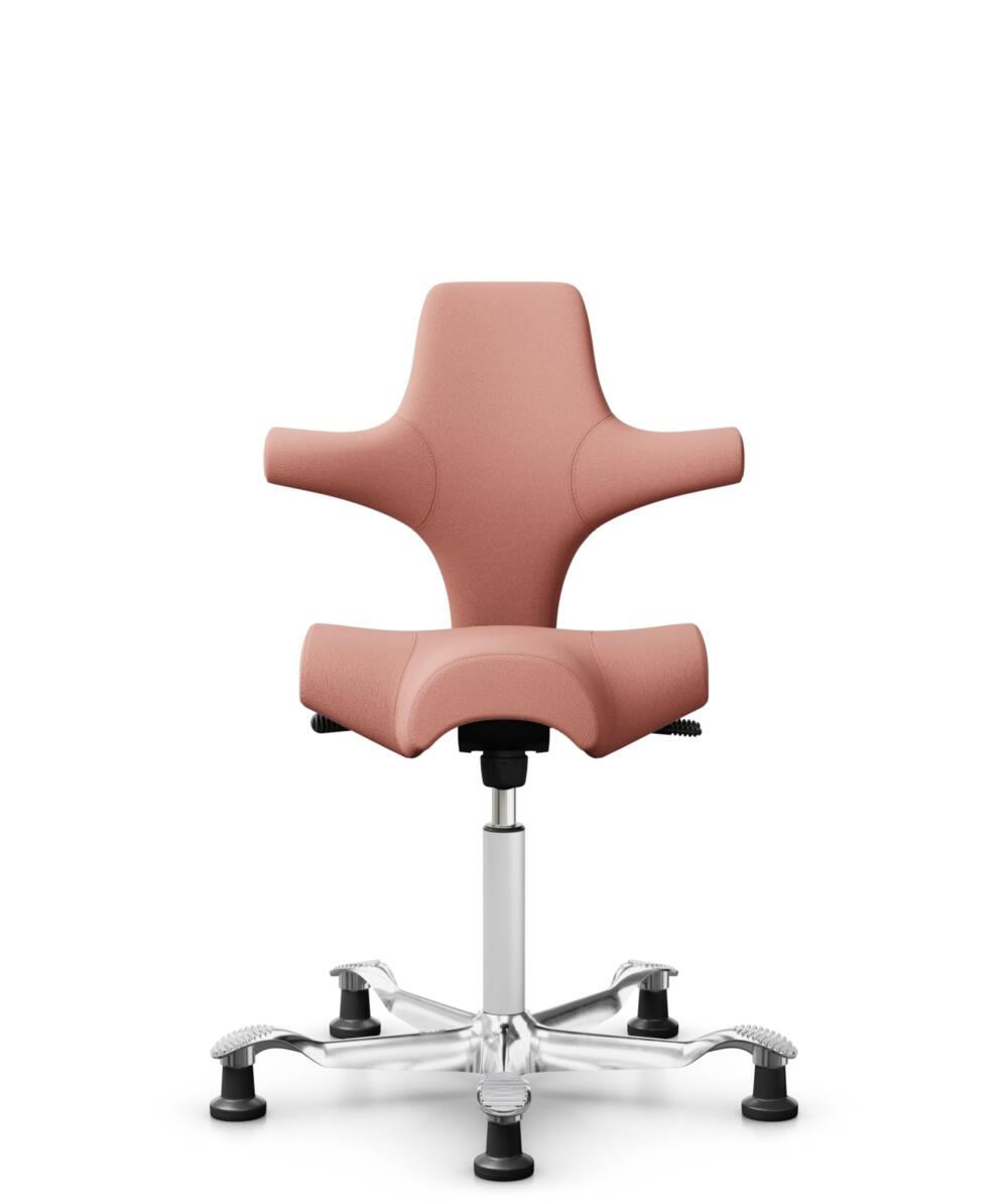 HÅG Capisco 8106 - Select (Gabriel) - Wol / Polyamide - SC64213 - Light blush - Framekleur - Wit - Gasveer - 200 mm (Zithoogte 46-64cm) - Vloercontact - Glijdoppen - Voetenring - Nee, geen voetenring - Voetster - Ja, voetster in gepolijst aluminium - 1