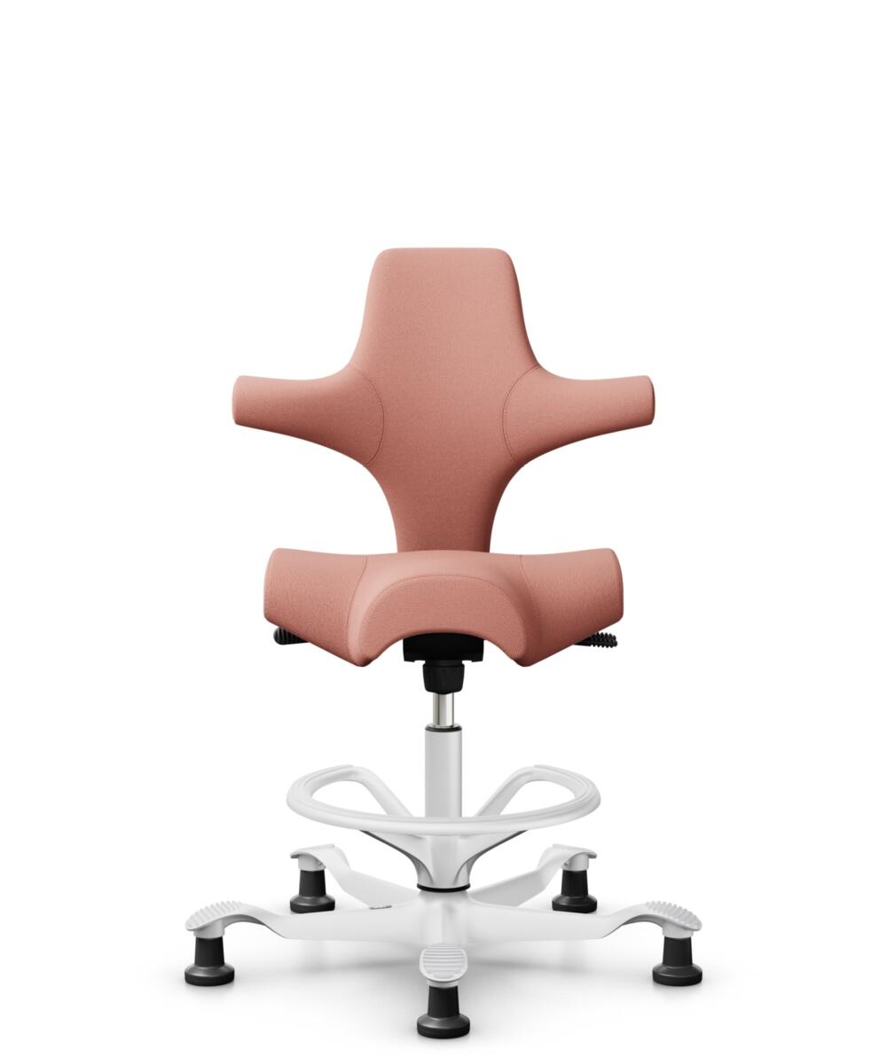 HÅG Capisco 8106 - Select (Gabriel) - Wol / Polyamide - SC64213 - Light blush - Framekleur - Wit - Gasveer - 200 mm (Zithoogte 46-64cm) - Vloercontact - Glijdoppen - Voetenring - Ja, in framekleur - Voetster - Nee, voetster in framekleur - 1