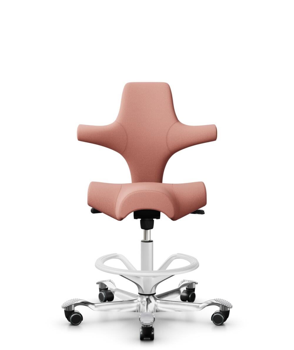 HÅG Capisco 8106 - Select (Gabriel) - Wol / Polyamide - SC64213 - Light blush - Framekleur - Wit - Gasveer - 265 mm (Zithoogte 53-79cm) - Vloercontact - Harde wielen t.b.v. zachte vloeren - Voetenring - Ja, in framekleur - Voetster - Ja, voetster in ge... - 1