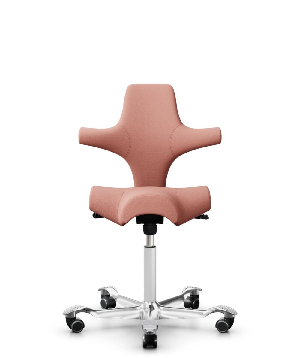 HÅG Capisco 8106 - Select (Gabriel) - Wol / Polyamide - SC64213 - Light blush - Framekleur - Wit - Gasveer - 265 mm (Zithoogte 53-79cm) - Vloercontact - Zachte wielen t.b.v. harde vloeren - Voetenring - Nee, geen voetenring - Voetster - Ja, voetster in... - 1