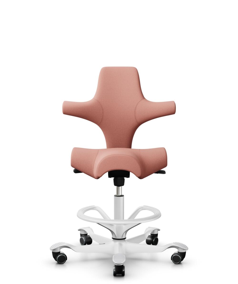 HÅG Capisco 8106 - Select (Gabriel) - Wol / Polyamide - SC64213 - Light blush - Framekleur - Wit - Gasveer - 265 mm (Zithoogte 53-79cm) - Vloercontact - Zachte wielen t.b.v. harde vloeren - Voetenring - Ja, in framekleur - Voetster - Nee, voetster in f... - 1