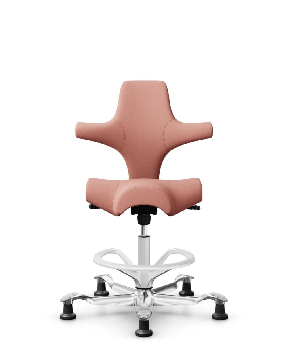 HÅG Capisco 8106 - Select (Gabriel) - Wol / Polyamide - SC64213 - Light blush - Framekleur - Wit - Gasveer - 265 mm (Zithoogte 53-79cm) - Vloercontact - Glijdoppen - Voetenring - Ja, in framekleur - Voetster - Ja, voetster in gepolijst aluminium - 1