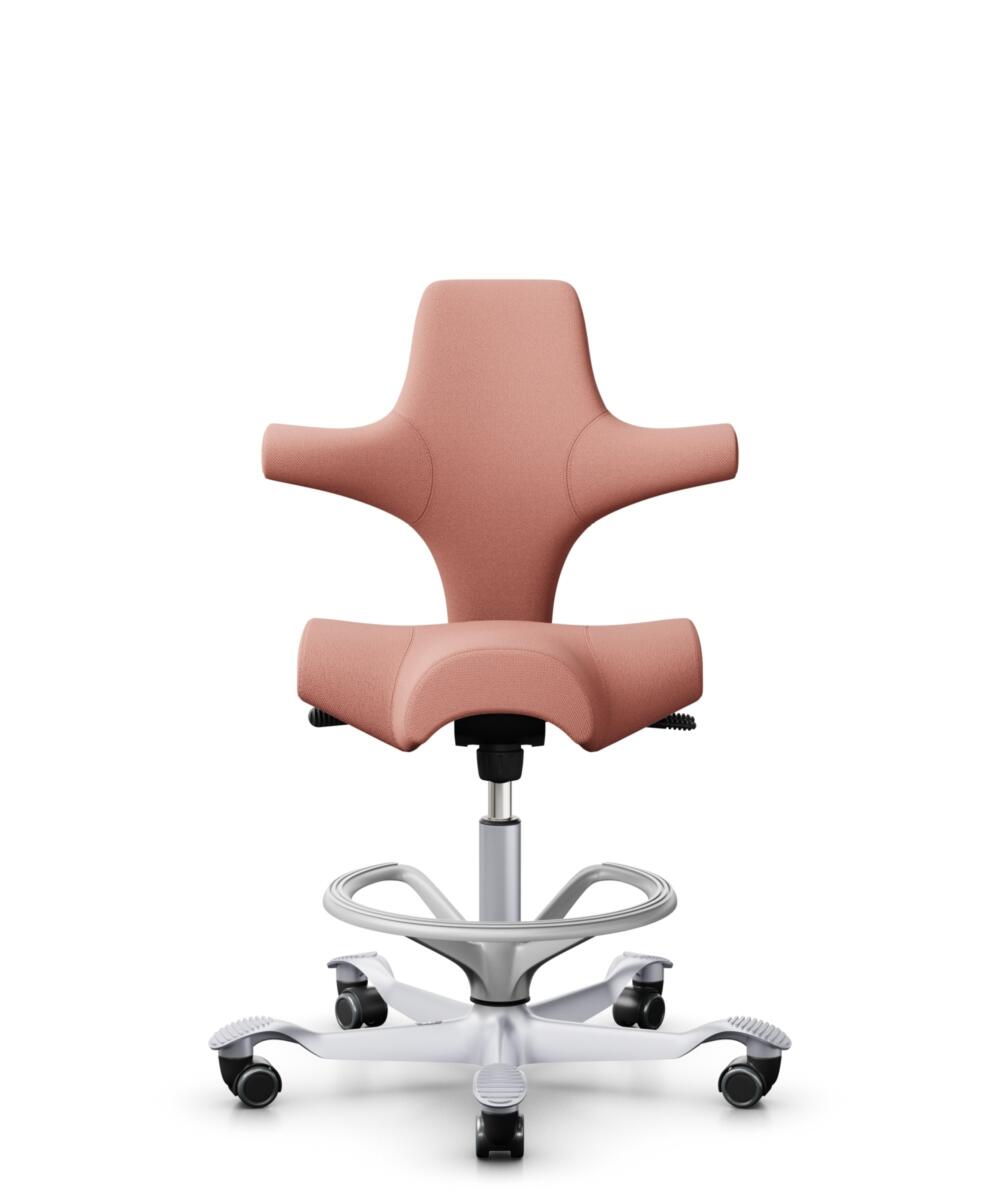 HÅG Capisco 8106 - Select (Gabriel) - Wol / Polyamide - SC64213 - Light blush - Framekleur - Zilver - Gasveer - 200 mm (Zithoogte 46-64cm) - Vloercontact - Harde wielen t.b.v. zachte vloeren - Voetenring - Ja, in framekleur - Voetster - Nee, voetster i... - 1