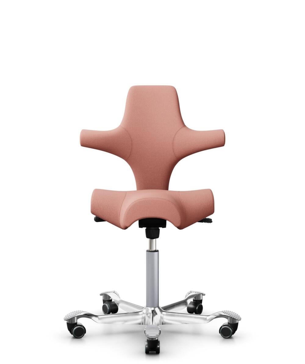 HÅG Capisco 8106 - Select (Gabriel) - Wol / Polyamide - SC64213 - Light blush - Framekleur - Zilver - Gasveer - 265 mm (Zithoogte 53-79cm) - Vloercontact - Harde wielen t.b.v. zachte vloeren - Voetenring - Nee, geen voetenring - Voetster - Ja, voetster... - 1