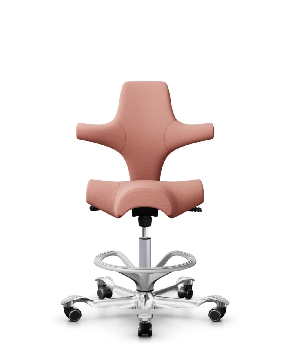 HÅG Capisco 8106 - Select (Gabriel) - Wol / Polyamide - SC64213 - Light blush - Framekleur - Zilver - Gasveer - 265 mm (Zithoogte 53-79cm) - Vloercontact - Harde wielen t.b.v. zachte vloeren - Voetenring - Ja, in framekleur - Voetster - Ja, voetster in... - 1