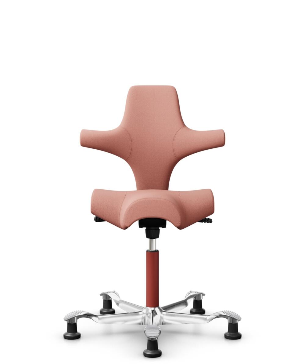 HÅG Capisco 8106 - Select (Gabriel) - Wol / Polyamide - SC64213 - Light blush - Framekleur - Blush Rose - Gasveer - 200 mm (Zithoogte 46-64cm) - Vloercontact - Glijdoppen - Voetenring - Nee, geen voetenring - Voetster - Ja, voetster in gepolijst aluminium - 1