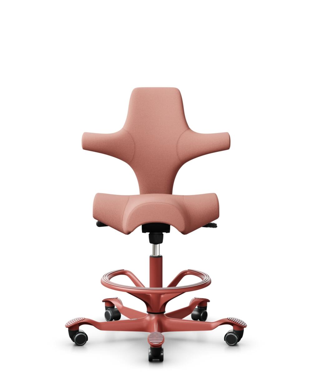 HÅG Capisco 8106 - Select (Gabriel) - Wol / Polyamide - SC64213 - Light blush - Framekleur - Blush Rose - Gasveer - 265 mm (Zithoogte 53-79cm) - Vloercontact - Harde wielen t.b.v. zachte vloeren - Voetenring - Ja, in framekleur - Voetster - Nee, voetst... - 1