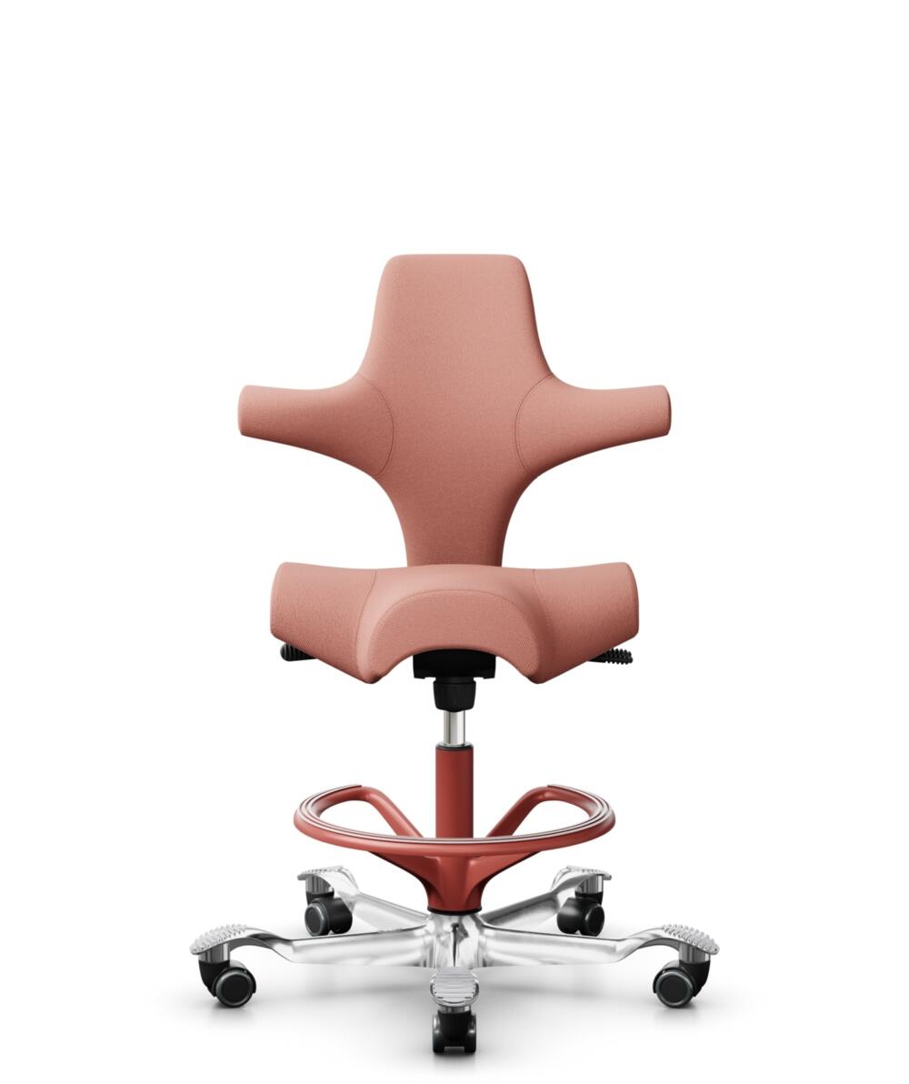 HÅG Capisco 8106 - Select (Gabriel) - Wol / Polyamide - SC64213 - Light blush - Framekleur - Blush Rose - Gasveer - 265 mm (Zithoogte 53-79cm) - Vloercontact - Harde wielen t.b.v. zachte vloeren - Voetenring - Ja, in framekleur - Voetster - Ja, voetste... - 1