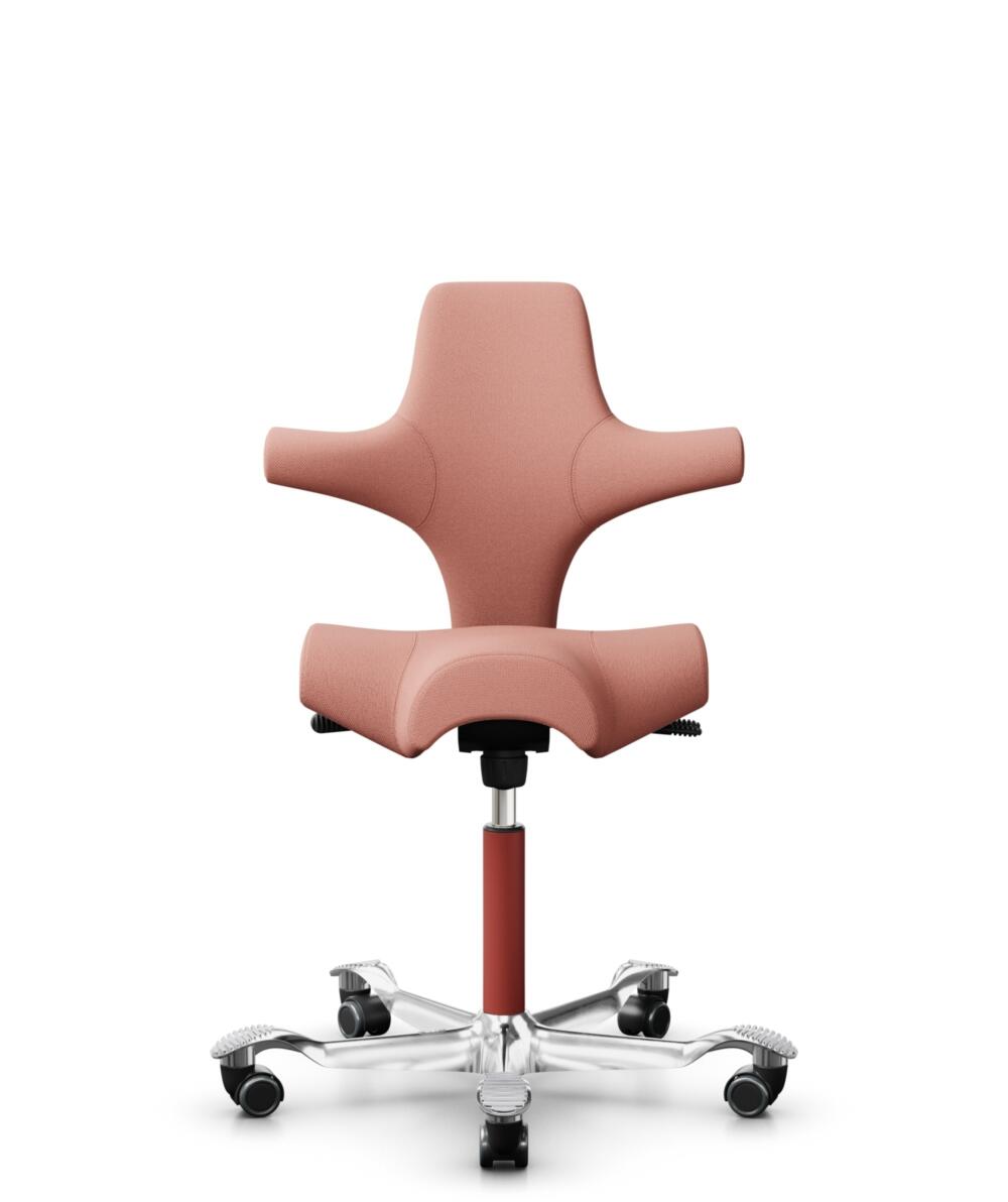 HÅG Capisco 8106 - Select (Gabriel) - Wol / Polyamide - SC64213 - Light blush - Framekleur - Blush Rose - Gasveer - 265 mm (Zithoogte 53-79cm) - Vloercontact - Zachte wielen t.b.v. harde vloeren - Voetenring - Nee, geen voetenring - Voetster - Ja, voet... - 1