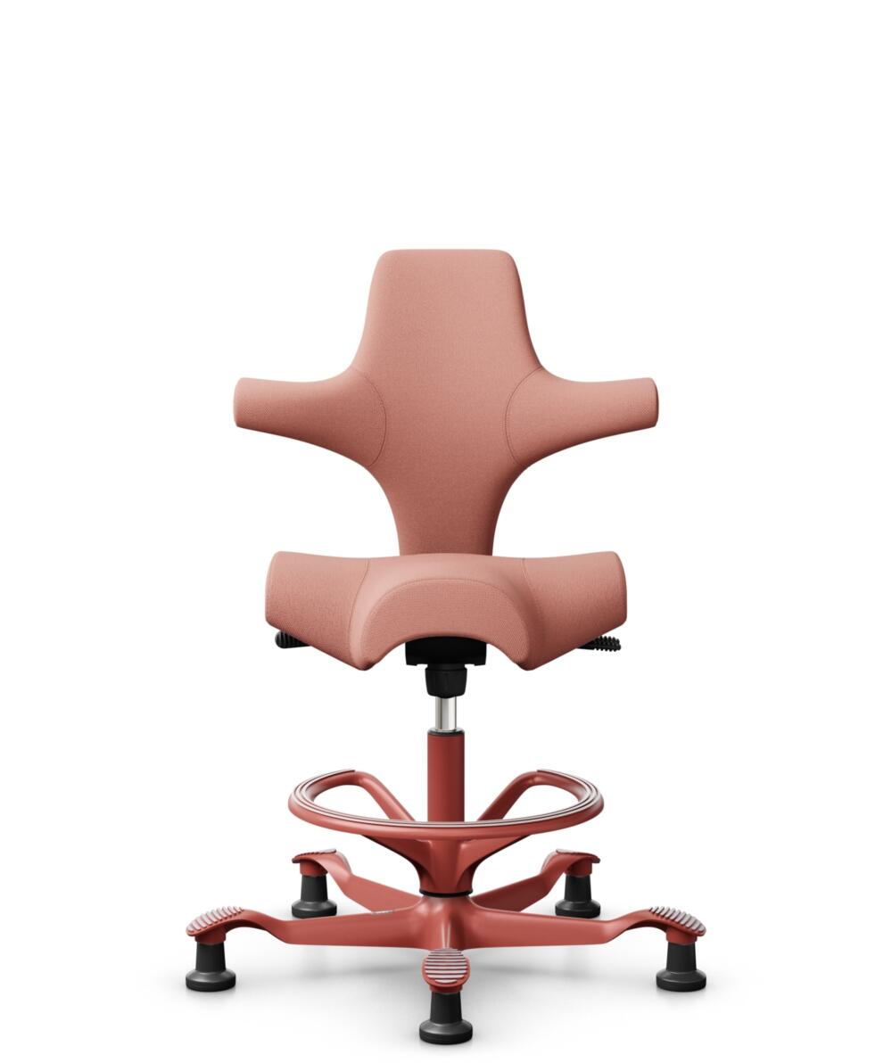 HÅG Capisco 8106 - Select (Gabriel) - Wol / Polyamide - SC64213 - Light blush - Framekleur - Blush Rose - Gasveer - 265 mm (Zithoogte 53-79cm) - Vloercontact - Glijdoppen - Voetenring - Ja, in framekleur - Voetster - Nee, voetster in framekleur - 1