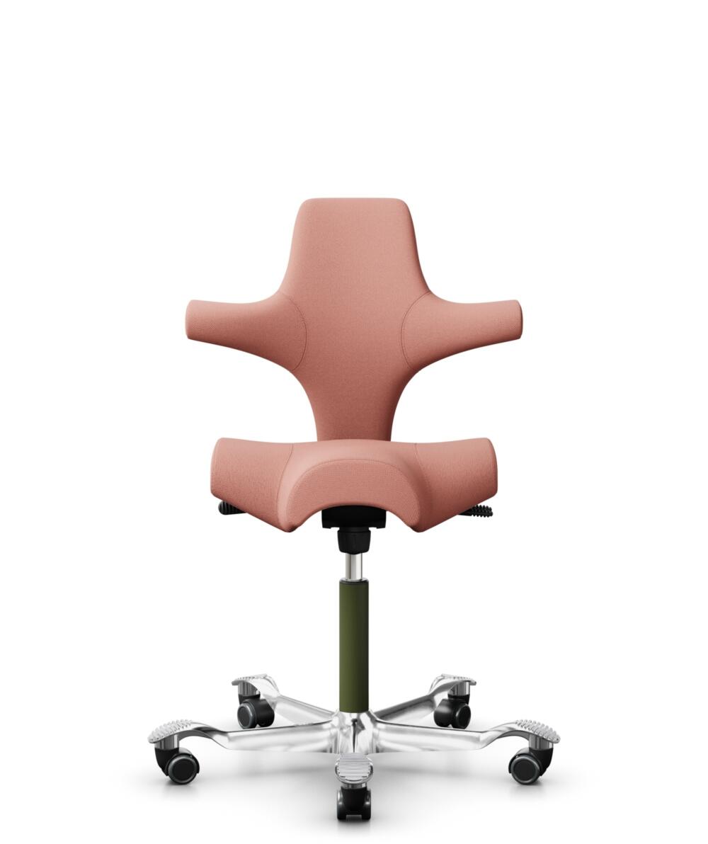 HÅG Capisco 8106 - Select (Gabriel) - Wol / Polyamide - SC64213 - Light blush - Framekleur - Moss Grey - Gasveer - 150 mm (Zithoogte 40-55cm) - Vloercontact - Zachte wielen t.b.v. harde vloeren - Voetenring - Nee, geen voetenring - Voetster - Ja, voets... - 1