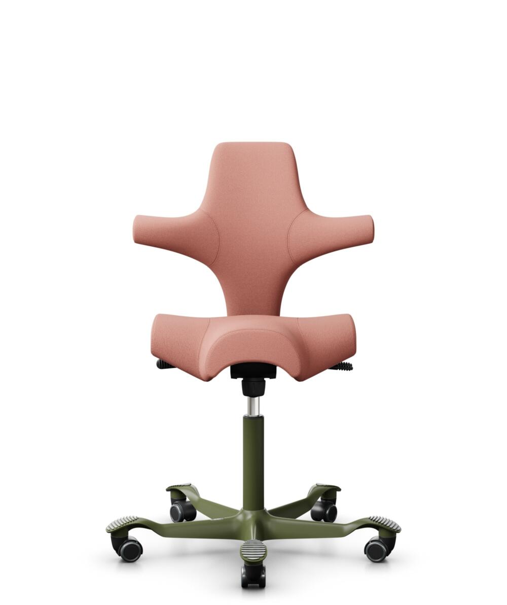 HÅG Capisco 8106 - Select (Gabriel) - Wol / Polyamide - SC64213 - Light blush - Framekleur - Moss Grey - Gasveer - 265 mm (Zithoogte 53-79cm) - Vloercontact - Harde wielen t.b.v. zachte vloeren - Voetenring - Nee, geen voetenring - Voetster - Nee, voet... - 1