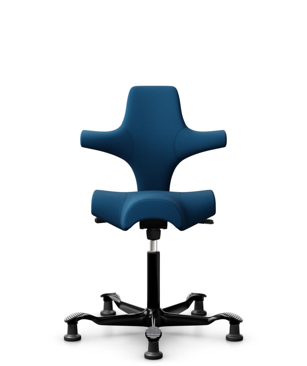 HÅG Capisco 8106 - Select (Gabriel) - Wol / Polyamide - SC66071 - Navy blue - Framekleur - Zwart - Gasveer - 265 mm (Zithoogte 53-79cm) - Vloercontact - Glijdoppen - Voetenring - Nee, geen voetenring - Voetster - Nee, voetster in framekleur - 1