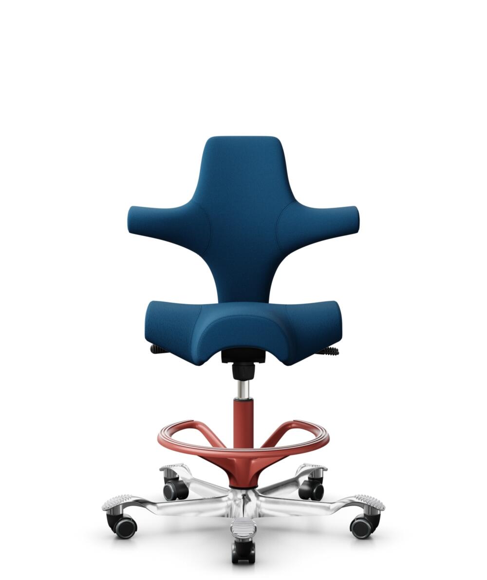 HÅG Capisco 8106 - Select (Gabriel) - Wol / Polyamide - SC66071 - Navy blue - Framekleur - Blush Rose - Gasveer - 265 mm (Zithoogte 53-79cm) - Vloercontact - Harde wielen t.b.v. zachte vloeren - Voetenring - Ja, in framekleur - Voetster - Ja, voetster ... - 1