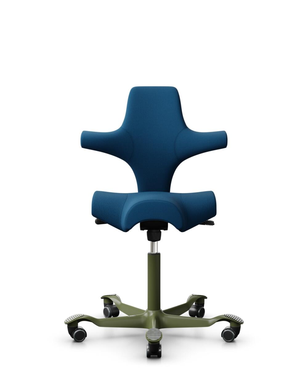 HÅG Capisco 8106 - Select (Gabriel) - Wol / Polyamide - SC66071 - Navy blue - Framekleur - Moss Grey - Gasveer - 150 mm (Zithoogte 40-55cm) - Vloercontact - Harde wielen t.b.v. zachte vloeren - Voetenring - Nee, geen voetenring - Voetster - Nee, voetst... - 1