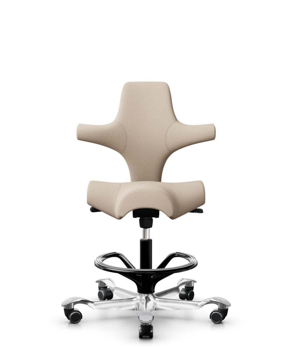 HÅG Capisco 8106 - Select (Gabriel) - Wol / Polyamide - SC61188 - Light beige - Framekleur - Zwart - Gasveer - 200 mm (Zithoogte 46-64cm) - Vloercontact - Zachte wielen t.b.v. harde vloeren - Voetenring - Ja, in framekleur - Voetster - Ja, voetster in ... - 1