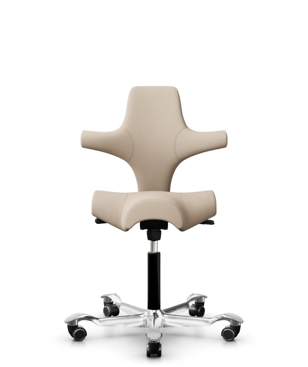 HÅG Capisco 8106 - Select (Gabriel) - Wol / Polyamide - SC61188 - Light beige - Framekleur - Zwart - Gasveer - 265 mm (Zithoogte 53-79cm) - Vloercontact - Harde wielen t.b.v. zachte vloeren - Voetenring - Nee, geen voetenring - Voetster - Ja, voetster ... - 1