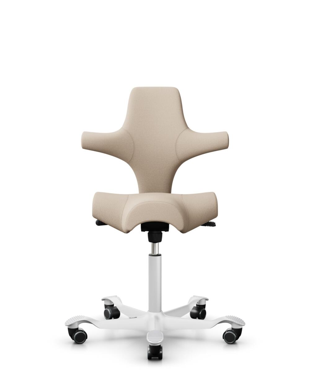 HÅG Capisco 8106 - Select (Gabriel) - Wol / Polyamide - SC61188 - Light beige - Framekleur - Wit - Gasveer - 200 mm (Zithoogte 46-64cm) - Vloercontact - Harde wielen t.b.v. zachte vloeren - Voetenring - Nee, geen voetenring - Voetster - Nee, voetster i... - 1