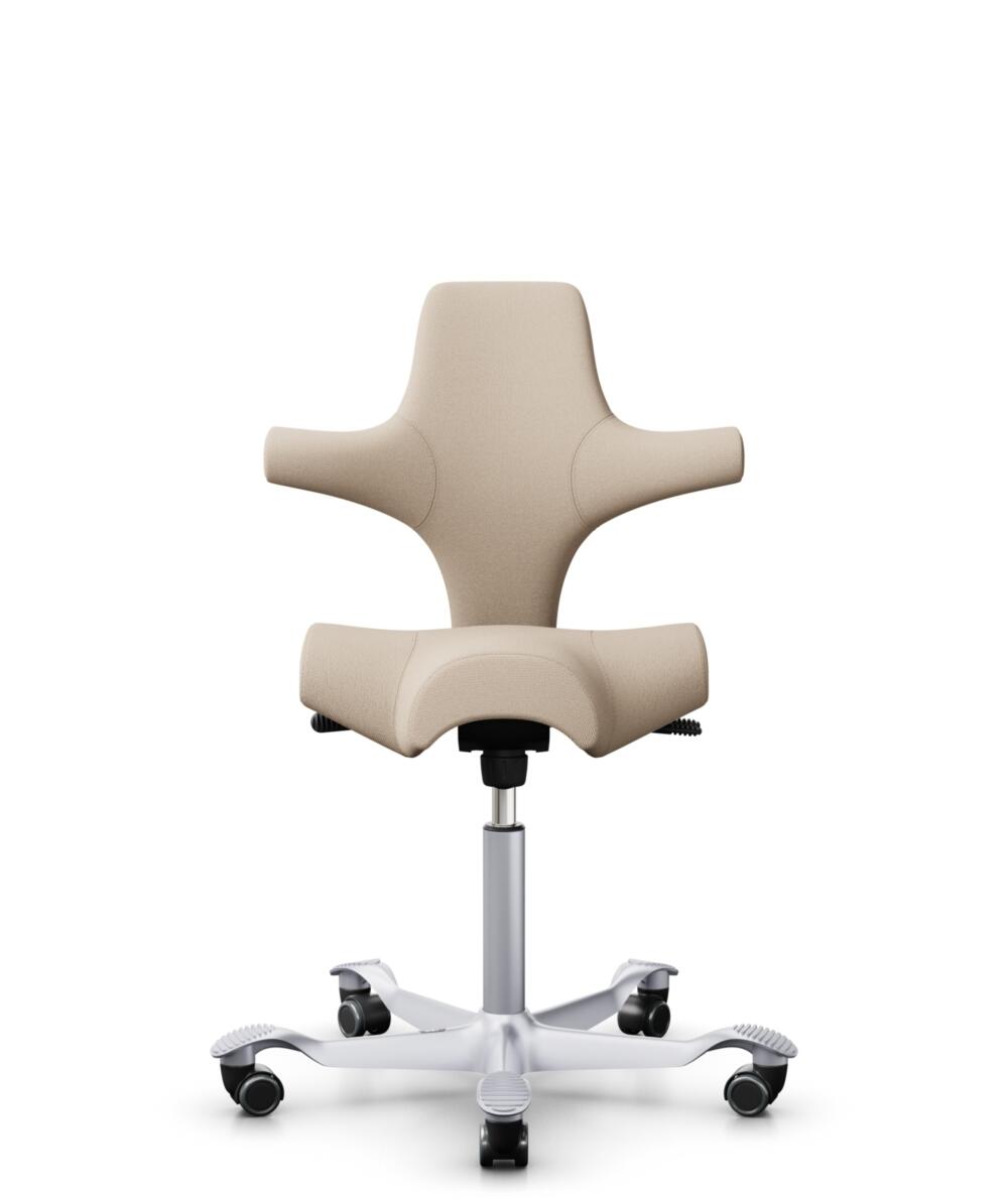 HÅG Capisco 8106 - Select (Gabriel) - Wol / Polyamide - SC61188 - Light beige - Framekleur - Zilver - Gasveer - 150 mm (Zithoogte 40-55cm) - Vloercontact - Zachte wielen t.b.v. harde vloeren - Voetenring - Nee, geen voetenring - Voetster - Nee, voetste... - 1