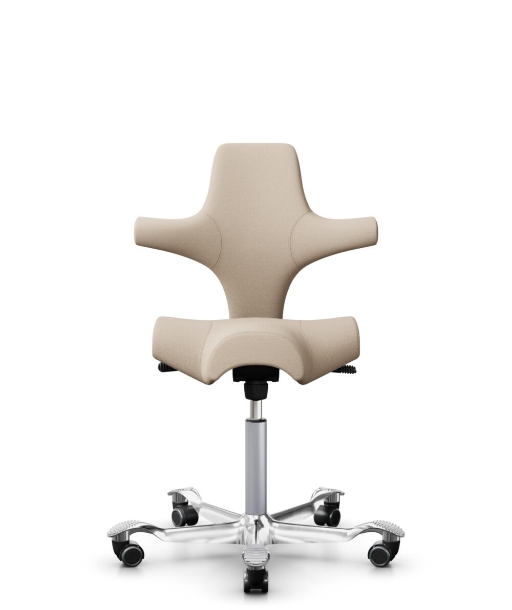 HÅG Capisco 8106 - Select (Gabriel) - Wol / Polyamide - SC61188 - Light beige - Framekleur - Zilver - Gasveer - 150 mm (Zithoogte 40-55cm) - Vloercontact - Zachte wielen t.b.v. harde vloeren - Voetenring - Nee, geen voetenring - Voetster - Ja, voetster... - 1
