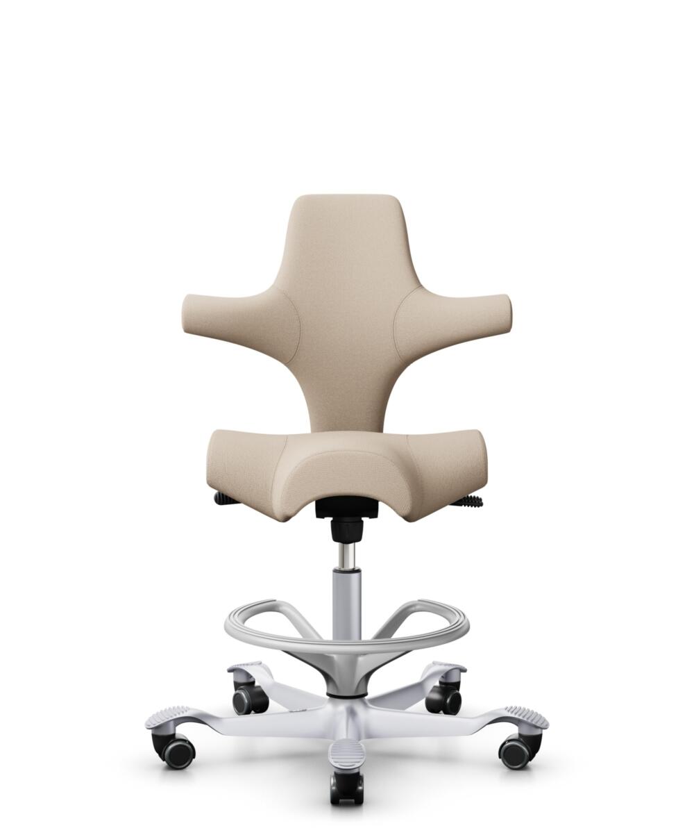 HÅG Capisco 8106 - Select (Gabriel) - Wol / Polyamide - SC61188 - Light beige - Framekleur - Zilver - Gasveer - 265 mm (Zithoogte 53-79cm) - Vloercontact - Zachte wielen t.b.v. harde vloeren - Voetenring - Ja, in framekleur - Voetster - Nee, voetster i... - 1