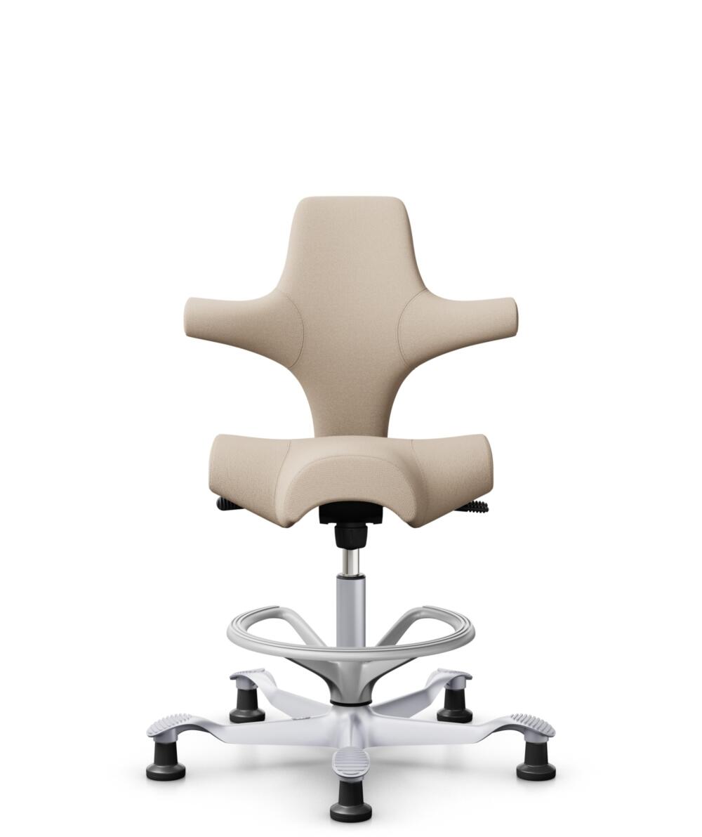 HÅG Capisco 8106 - Select (Gabriel) - Wol / Polyamide - SC61188 - Light beige - Framekleur - Zilver - Gasveer - 265 mm (Zithoogte 53-79cm) - Vloercontact - Glijdoppen - Voetenring - Ja, in framekleur - Voetster - Nee, voetster in framekleur - 1