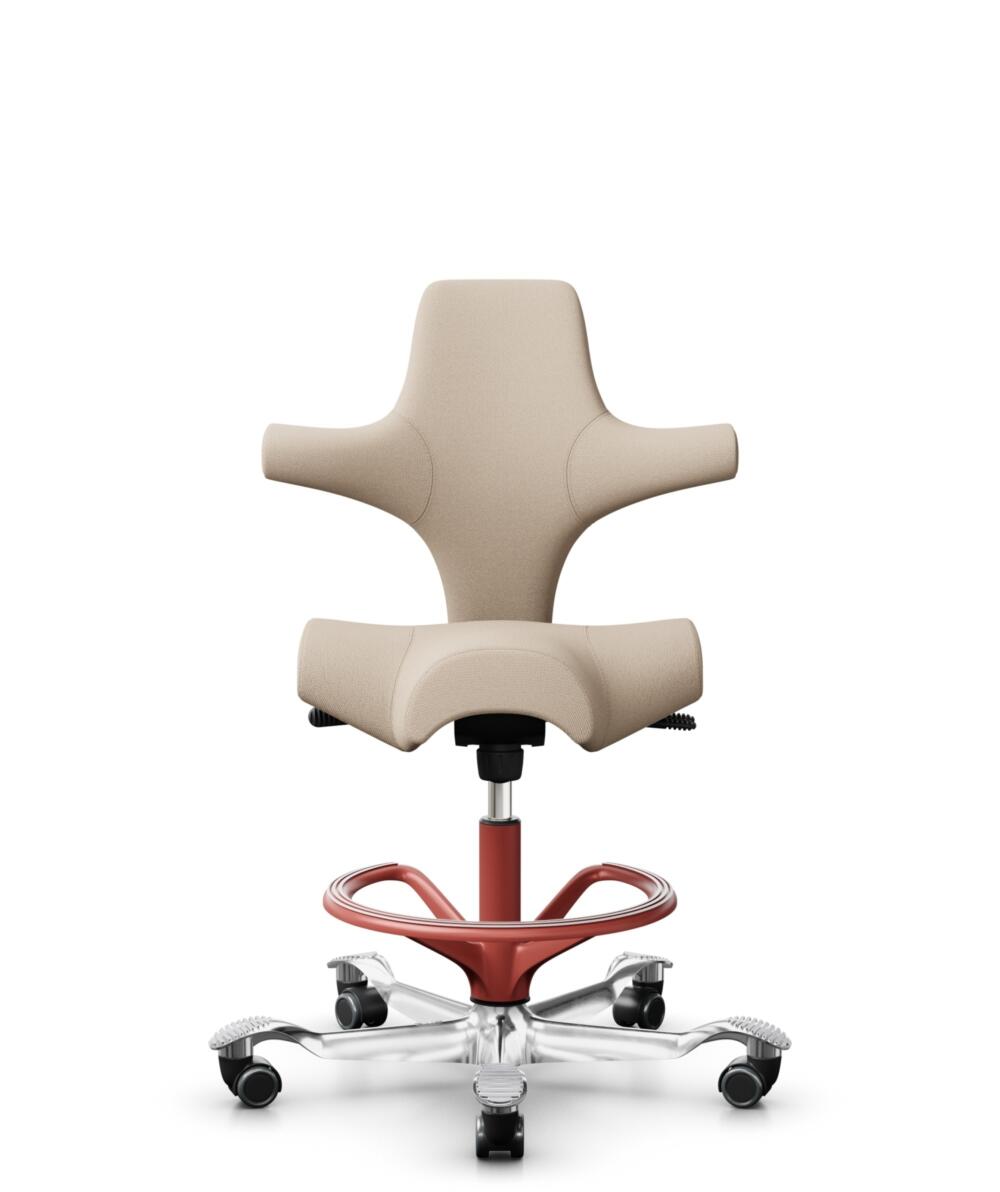 HÅG Capisco 8106 - Select (Gabriel) - Wol / Polyamide - SC61188 - Light beige - Framekleur - Blush Rose - Gasveer - 200 mm (Zithoogte 46-64cm) - Vloercontact - Harde wielen t.b.v. zachte vloeren - Voetenring - Ja, in framekleur - Voetster - Ja, voetste... - 1