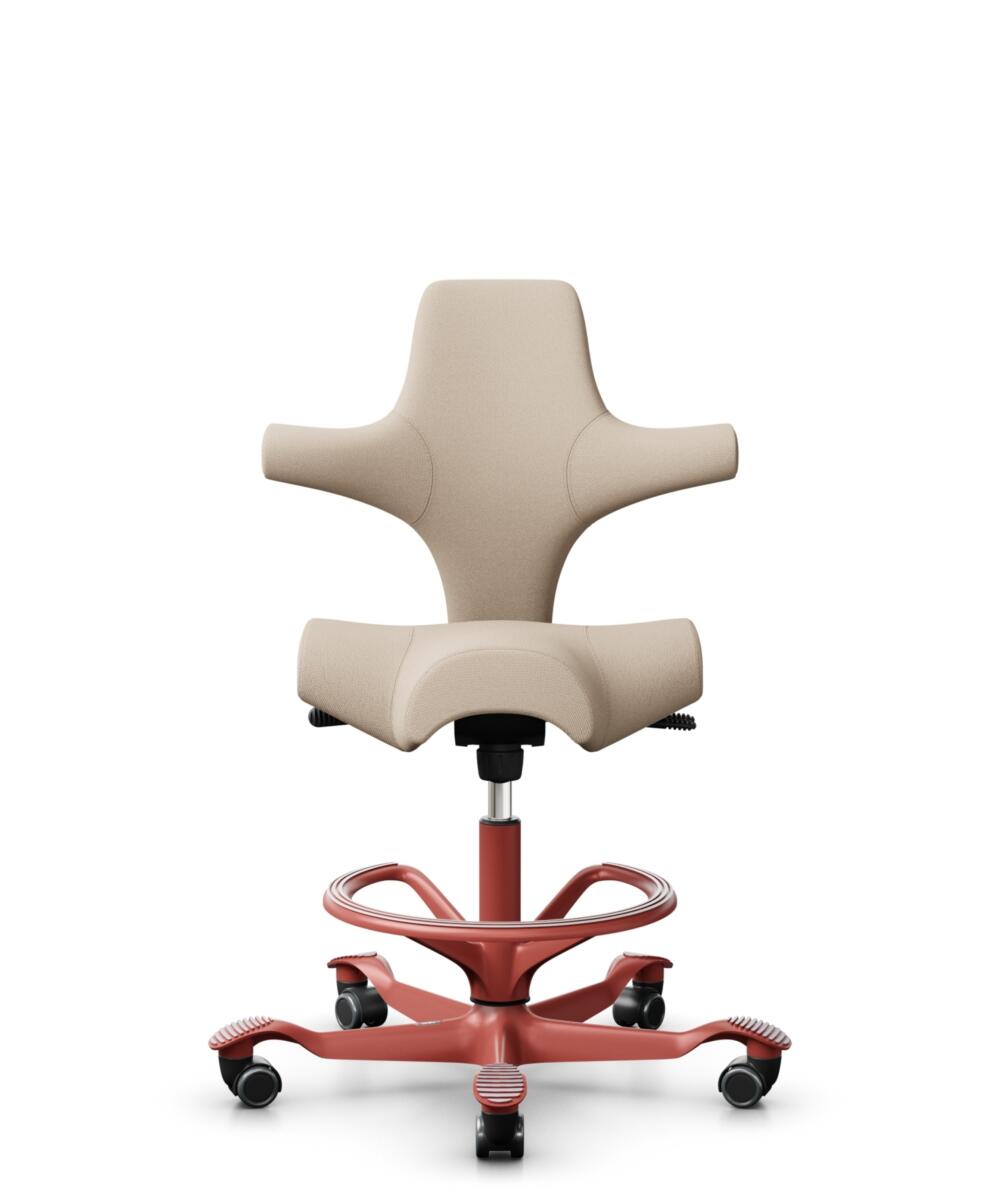 HÅG Capisco 8106 - Select (Gabriel) - Wol / Polyamide - SC61188 - Light beige - Framekleur - Blush Rose - Gasveer - 200 mm (Zithoogte 46-64cm) - Vloercontact - Zachte wielen t.b.v. harde vloeren - Voetenring - Ja, in framekleur - Voetster - Nee, voetst... - 1