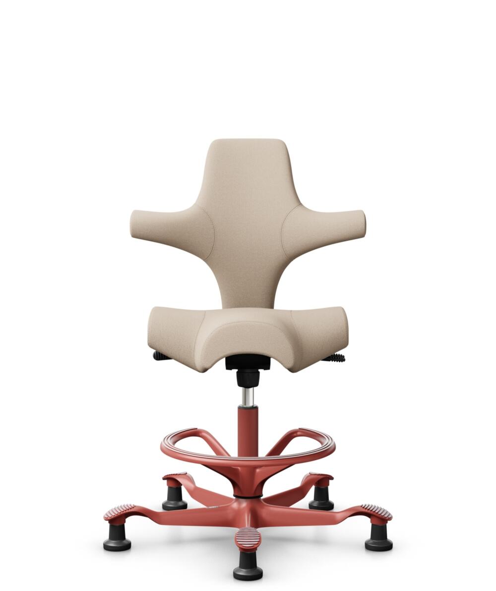 HÅG Capisco 8106 - Select (Gabriel) - Wol / Polyamide - SC61188 - Light beige - Framekleur - Blush Rose - Gasveer - 200 mm (Zithoogte 46-64cm) - Vloercontact - Glijdoppen - Voetenring - Ja, in framekleur - Voetster - Nee, voetster in framekleur - 1