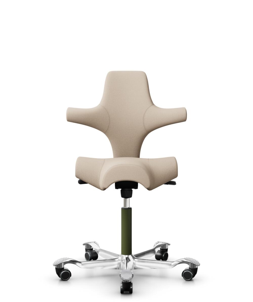 HÅG Capisco 8106 - Select (Gabriel) - Wol / Polyamide - SC61188 - Light beige - Framekleur - Moss Grey - Gasveer - 200 mm (Zithoogte 46-64cm) - Vloercontact - Zachte wielen t.b.v. harde vloeren - Voetenring - Nee, geen voetenring - Voetster - Ja, voets... - 1