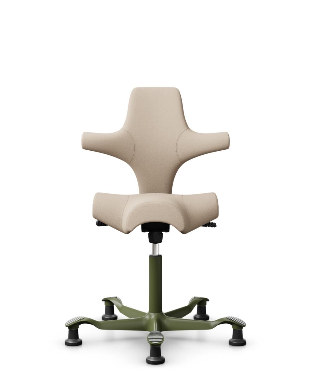 HÅG Capisco 8106 - Select (Gabriel) - Wol / Polyamide - SC61188 - Light beige - Framekleur - Moss Grey - Gasveer - 265 mm (Zithoogte 53-79cm) - Vloercontact - Glijdoppen - Voetenring - Nee, geen voetenring - Voetster - Nee, voetster in framekleur - 1