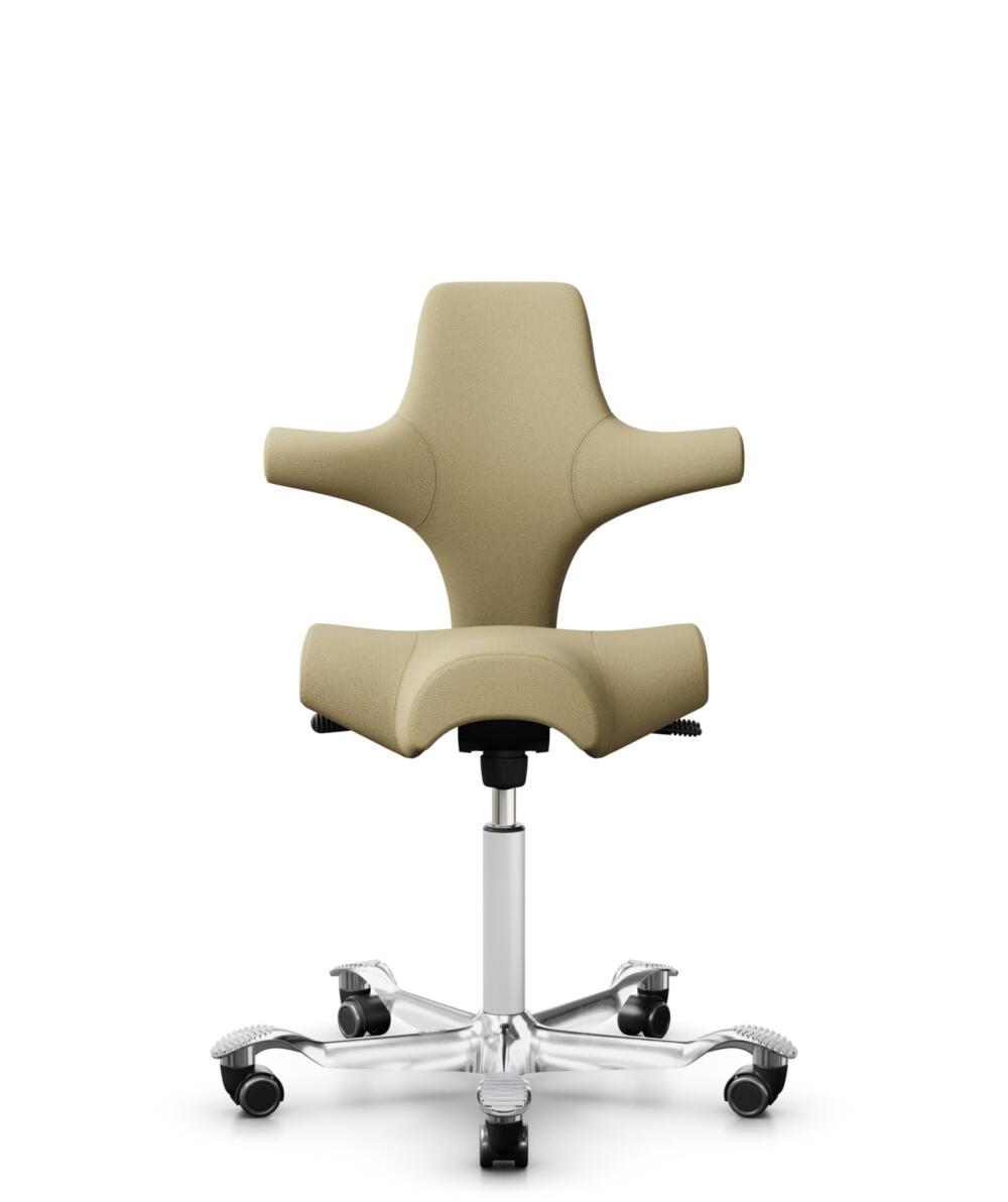 HÅG Capisco 8106 - Select (Gabriel) - Wol / Polyamide - SC62097 - Light ochre - Framekleur - Wit - Gasveer - 265 mm (Zithoogte 53-79cm) - Vloercontact - Zachte wielen t.b.v. harde vloeren - Voetenring - Nee, geen voetenring - Voetster - Ja, voetster in... - 3