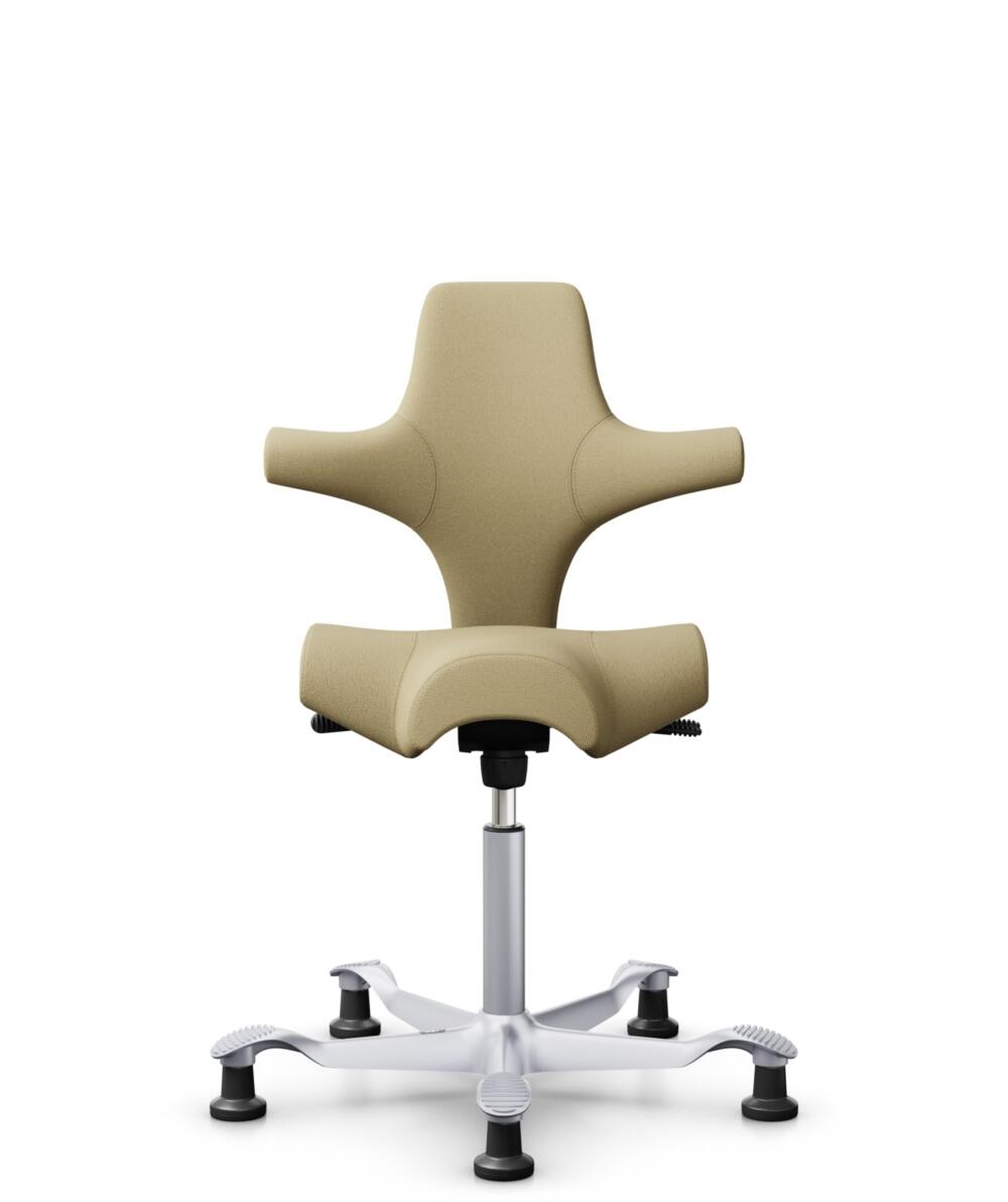 HÅG Capisco 8106 - Select (Gabriel) - Wol / Polyamide - SC62097 - Light ochre - Framekleur - Zilver - Gasveer - 200 mm (Zithoogte 46-64cm) - Vloercontact - Glijdoppen - Voetenring - Nee, geen voetenring - Voetster - Nee, voetster in framekleur - 3