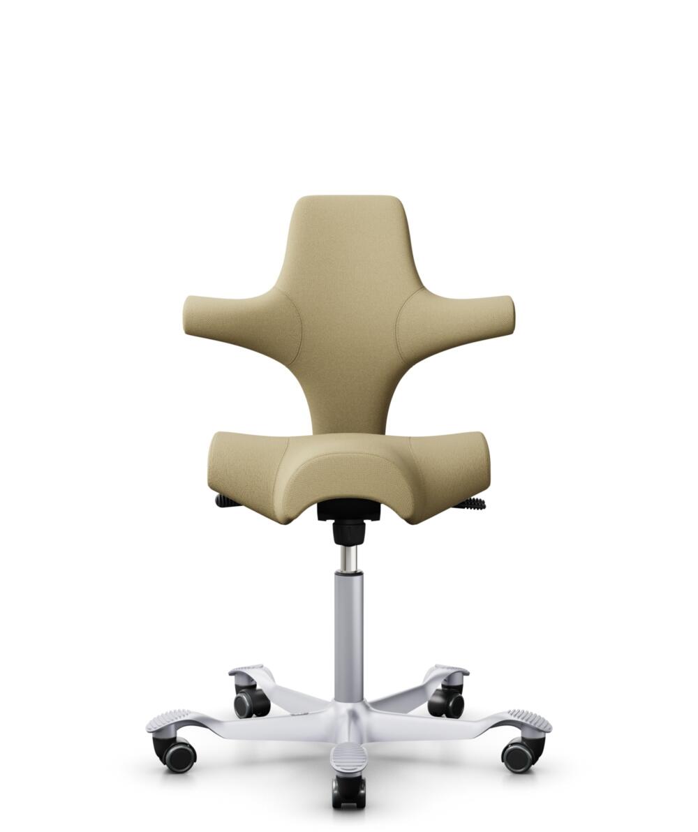 HÅG Capisco 8106 - Select (Gabriel) - Wol / Polyamide - SC62097 - Light ochre - Framekleur - Zilver - Gasveer - 265 mm (Zithoogte 53-79cm) - Vloercontact - Harde wielen t.b.v. zachte vloeren - Voetenring - Nee, geen voetenring - Voetster - Nee, voetste... - 3