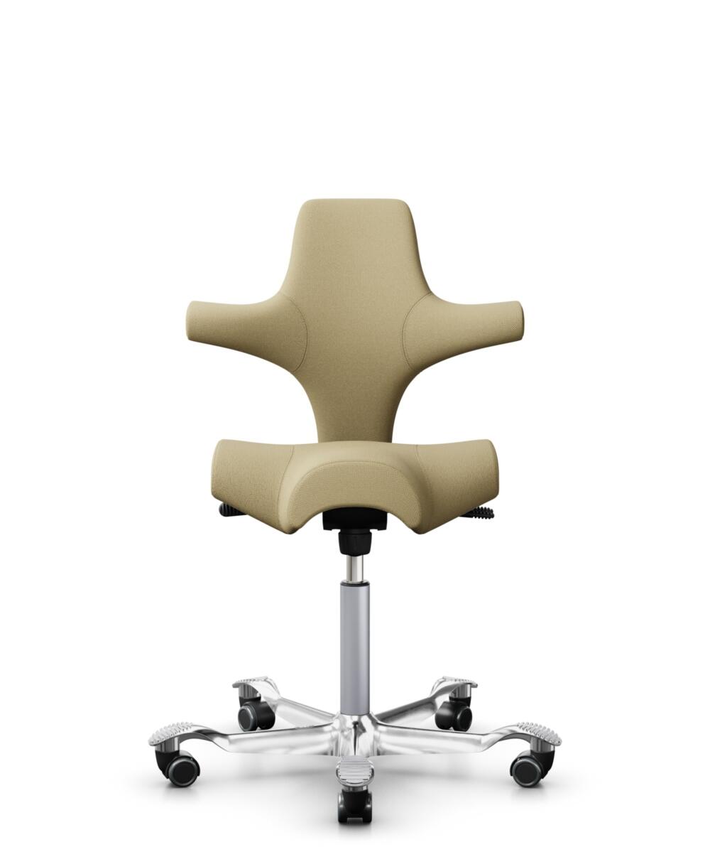 HÅG Capisco 8106 - Select (Gabriel) - Wol / Polyamide - SC62097 - Light ochre - Framekleur - Zilver - Gasveer - 265 mm (Zithoogte 53-79cm) - Vloercontact - Harde wielen t.b.v. zachte vloeren - Voetenring - Nee, geen voetenring - Voetster - Ja, voetster... - 1