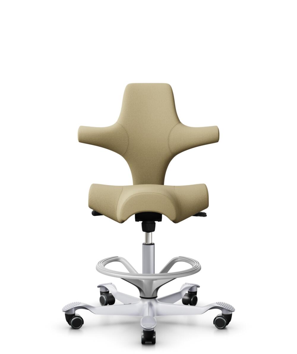 HÅG Capisco 8106 - Select (Gabriel) - Wol / Polyamide - SC62097 - Light ochre - Framekleur - Zilver - Gasveer - 265 mm (Zithoogte 53-79cm) - Vloercontact - Zachte wielen t.b.v. harde vloeren - Voetenring - Ja, in framekleur - Voetster - Nee, voetster i... - 1