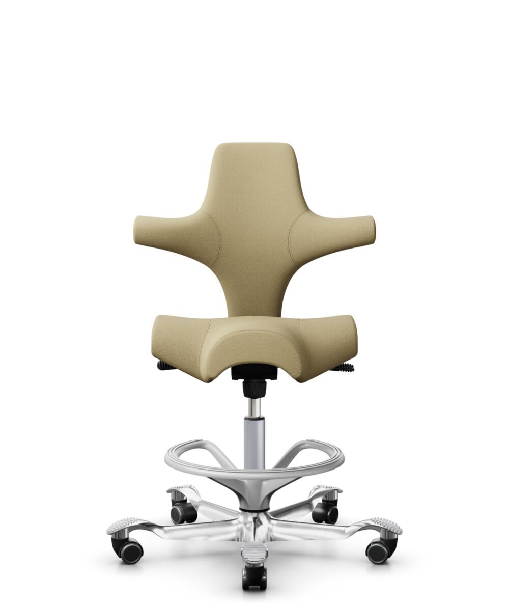 HÅG Capisco 8106 - Select (Gabriel) - Wol / Polyamide - SC62097 - Light ochre - Framekleur - Zilver - Gasveer - 265 mm (Zithoogte 53-79cm) - Vloercontact - Zachte wielen t.b.v. harde vloeren - Voetenring - Ja, in framekleur - Voetster - Ja, voetster in... - 3