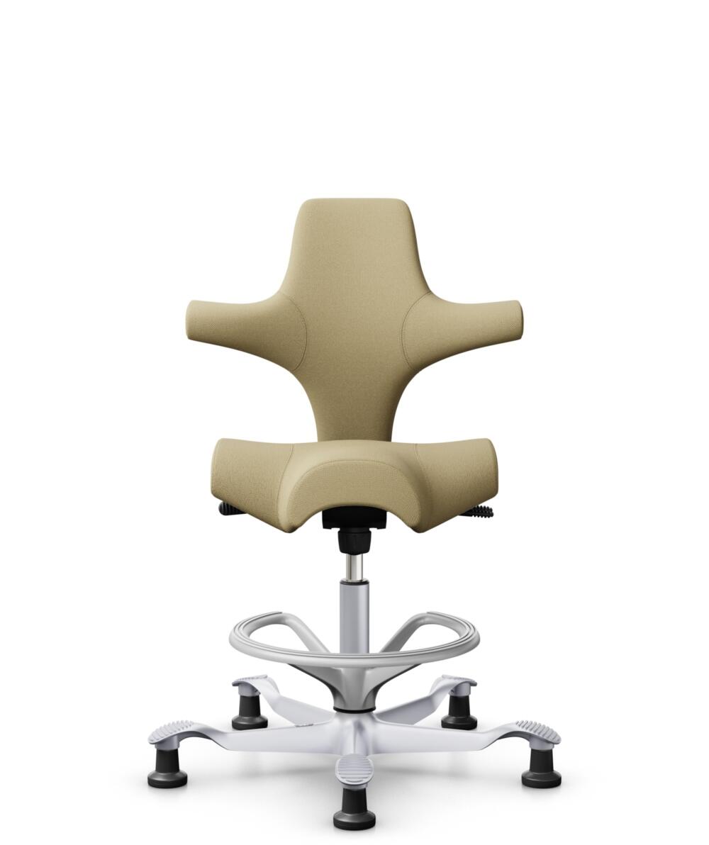HÅG Capisco 8106 - Select (Gabriel) - Wol / Polyamide - SC62097 - Light ochre - Framekleur - Zilver - Gasveer - 265 mm (Zithoogte 53-79cm) - Vloercontact - Glijdoppen - Voetenring - Ja, in framekleur - Voetster - Nee, voetster in framekleur - 1