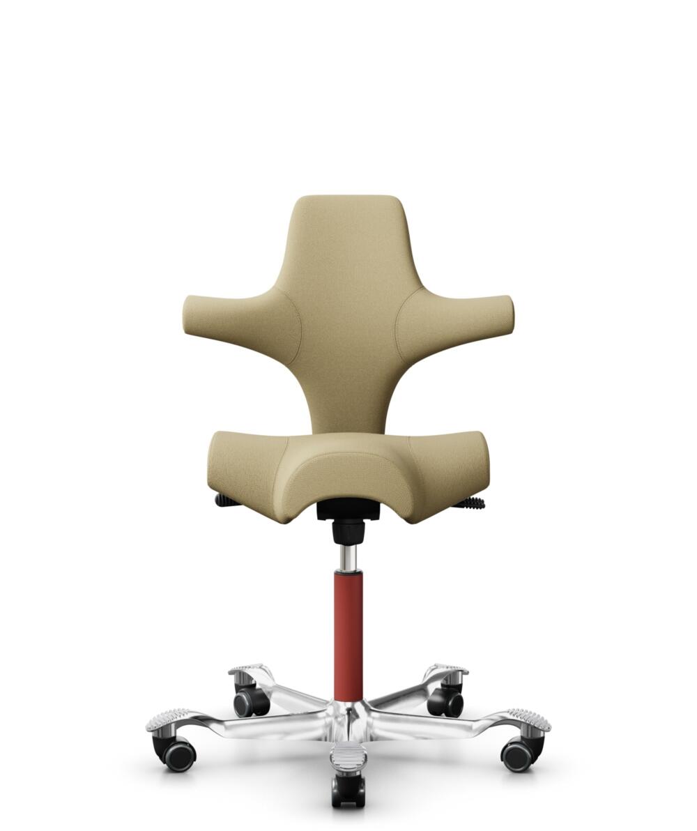 HÅG Capisco 8106 - Select (Gabriel) - Wol / Polyamide - SC62097 - Light ochre - Framekleur - Blush Rose - Gasveer - 200 mm (Zithoogte 46-64cm) - Vloercontact - Zachte wielen t.b.v. harde vloeren - Voetenring - Nee, geen voetenring - Voetster - Ja, voet... - 3