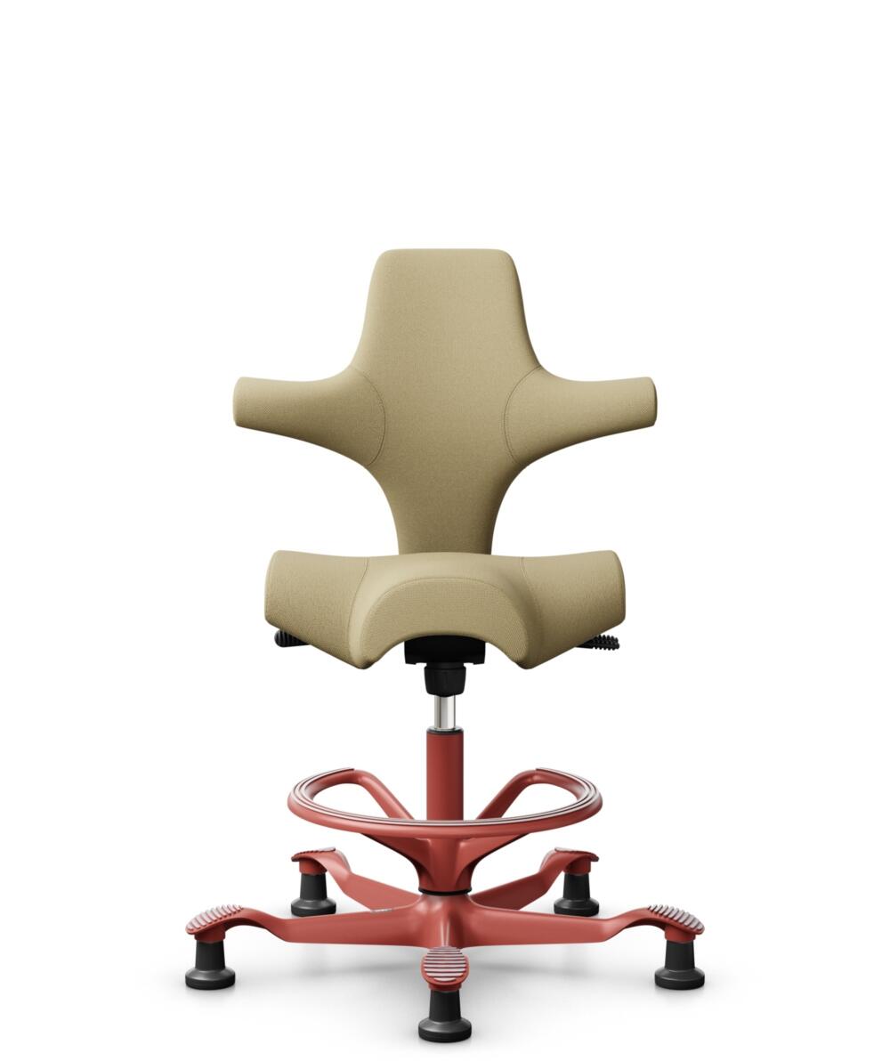 HÅG Capisco 8106 - Select (Gabriel) - Wol / Polyamide - SC62097 - Light ochre - Framekleur - Blush Rose - Gasveer - 200 mm (Zithoogte 46-64cm) - Vloercontact - Glijdoppen - Voetenring - Ja, in framekleur - Voetster - Nee, voetster in framekleur - 3