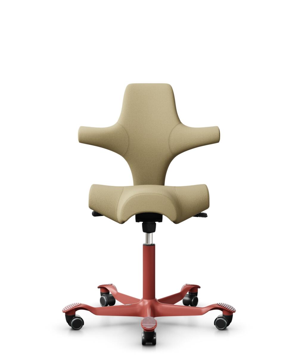HÅG Capisco 8106 - Select (Gabriel) - Wol / Polyamide - SC62097 - Light ochre - Framekleur - Blush Rose - Gasveer - 265 mm (Zithoogte 53-79cm) - Vloercontact - Harde wielen t.b.v. zachte vloeren - Voetenring - Nee, geen voetenring - Voetster - Nee, voe... - 1