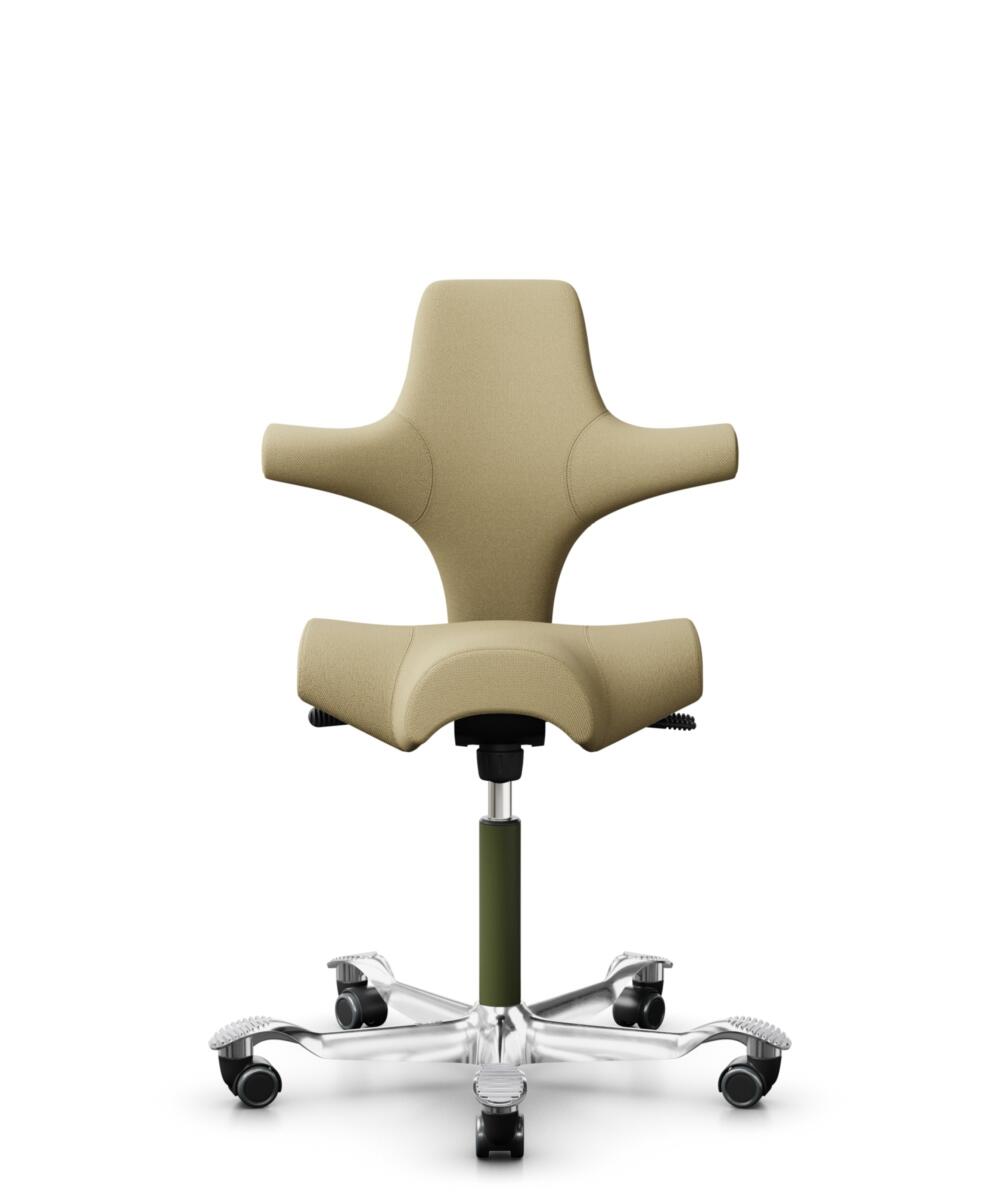 HÅG Capisco 8106 - Select (Gabriel) - Wol / Polyamide - SC62097 - Light ochre - Framekleur - Moss Grey - Gasveer - 200 mm (Zithoogte 46-64cm) - Vloercontact - Harde wielen t.b.v. zachte vloeren - Voetenring - Nee, geen voetenring - Voetster - Ja, voets... - 1